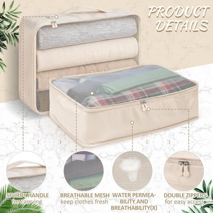 Silkfly 8 Pcs XL Packing Cube for Travel Luggage,Simple,Beige