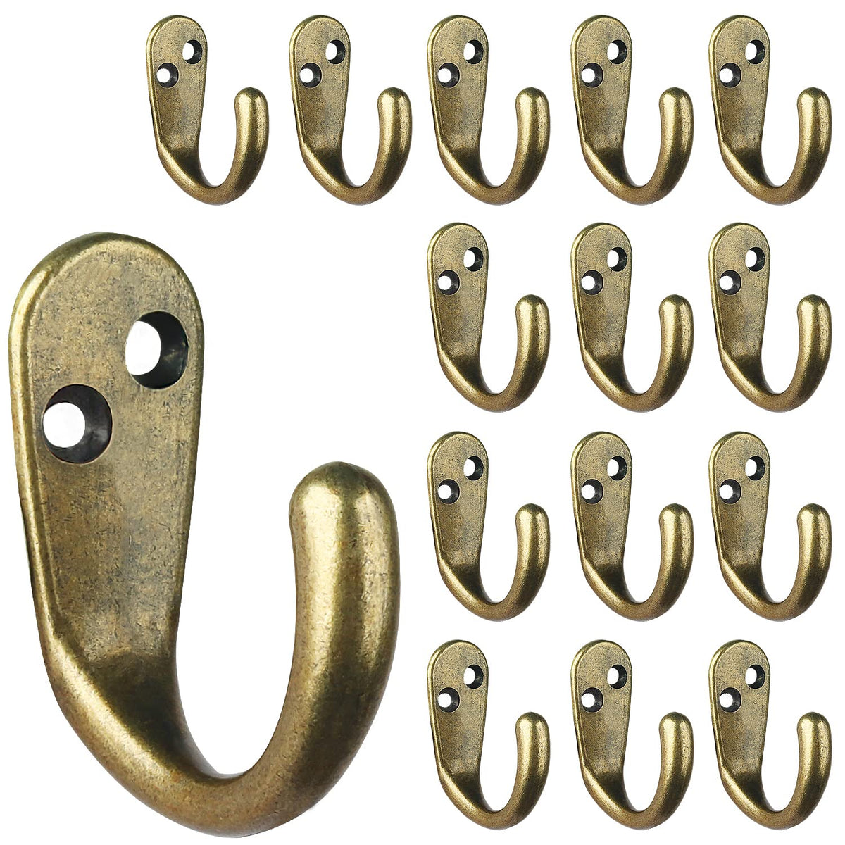 IBosins 15PCS Coat Hooks Wall Mounted Black Single Prong Robe Hook