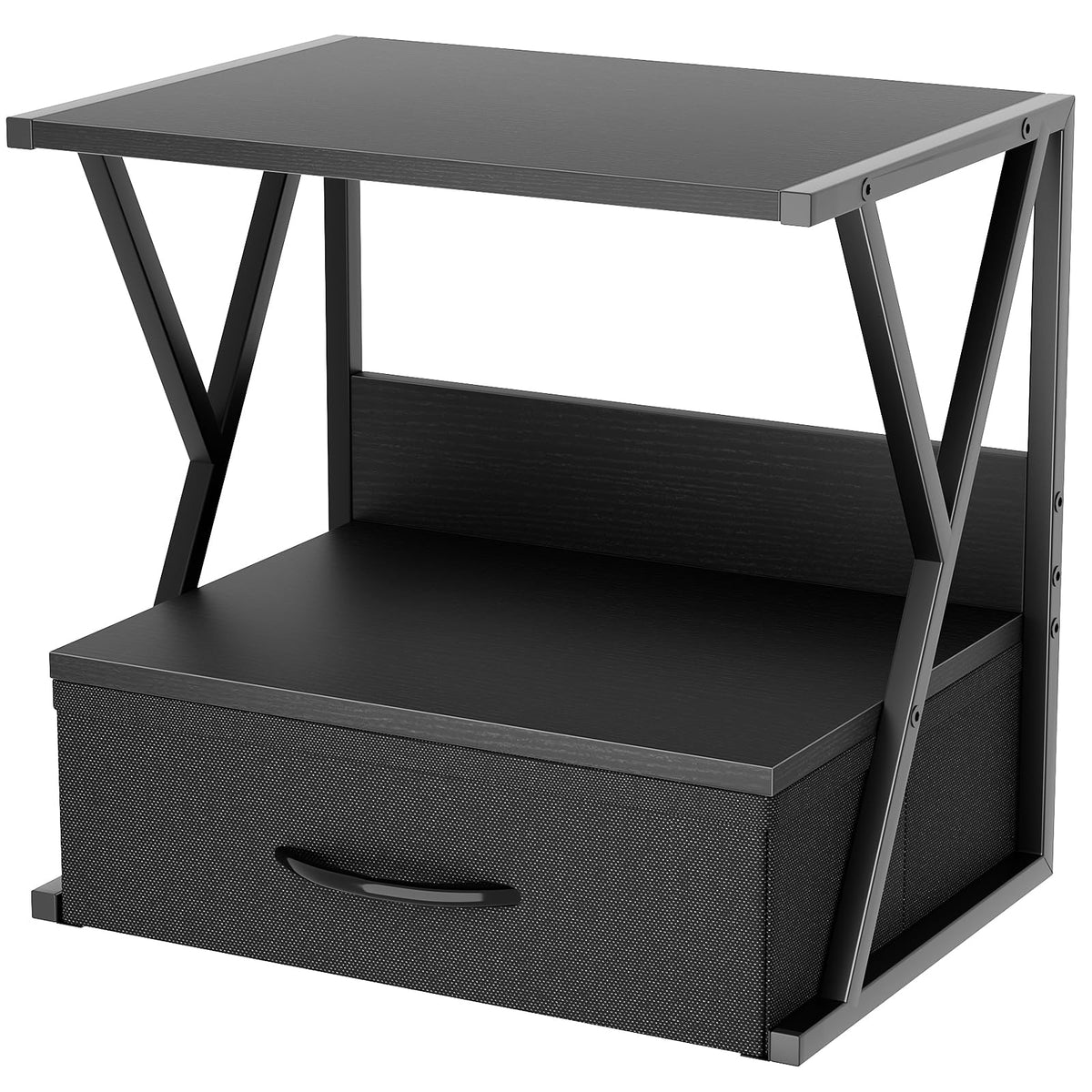 aboxoo Printer Stand for Desk with Storage Drawer, 2 Tier Desktop Or UnderDesk Shelf, Multi-Purpose Desk Organizer for Home Office, fit Fax Machine/3D Printer/Scanner, Rustic Brown