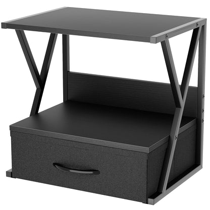 aboxoo Printer Stand for Desk with Storage Drawer, 2 Tier Desktop Or UnderDesk Shelf, Multi-Purpose Desk Organizer for Home Office, fit Fax Machine/3D Printer/Scanner, Rustic Brown