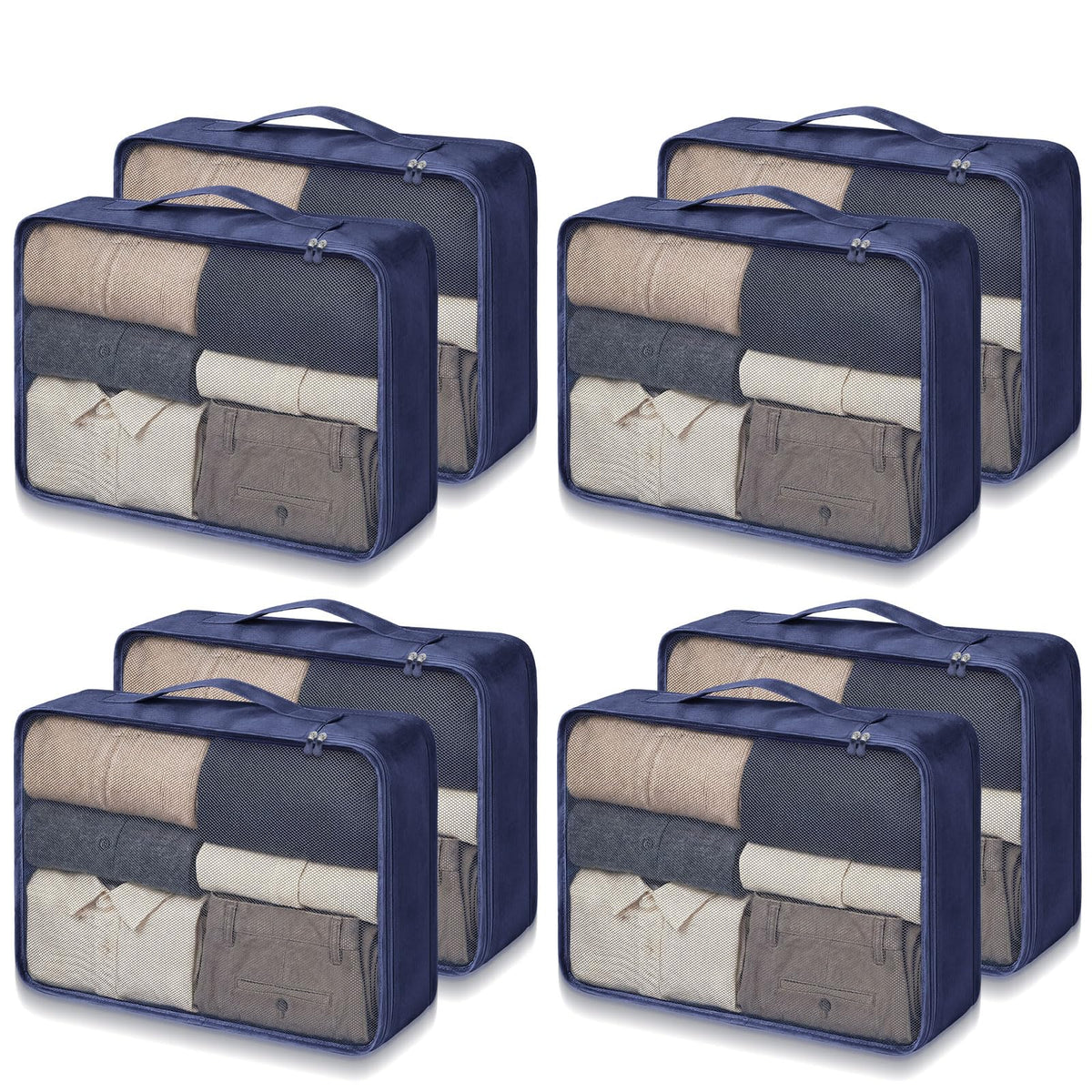 Silkfly 8 Pcs XL Packing Cube for Travel Luggage,Simple,Beige