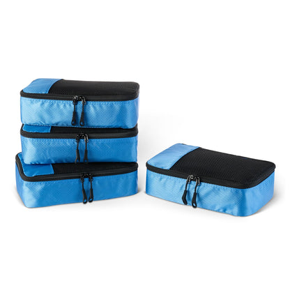 Amazon Essentials 4-Piece Packing Cubes Travel Accessories Set, Space-Saving Luggage Organizer with Double Zipper, Mesh Top Panel, Medium, Gray (Previously Amazon Basics)