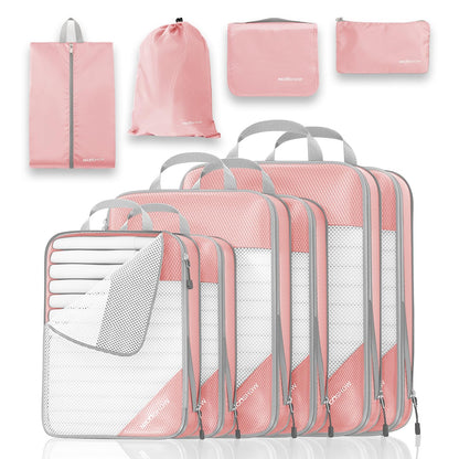 NICOSHOW 6 Set Compression Packing Cubes for Travel - Compressible, Lightweight, and Space-Saving Packing Cubes, Travel Essentials for Women, Grey