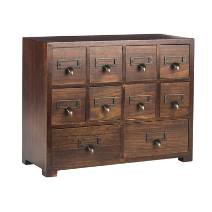 Library Card Catalog Solid Wood Small Curio Cabinet l Retro Storage Organizer Apothecary Drawer Dresser l Thread Coin Trading Card Storage Shelf | Tall - FULLY ASSEMBLED