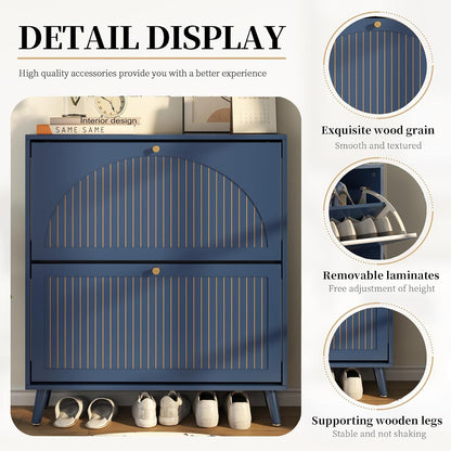 Fsbecl Shoe Storage Cabinet for Entryway with 2 Flip Drawers, Navy Blue