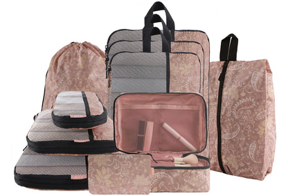 U+U 10 Set Compression Packing Cubes, Travel Organizers (Polka Dot)