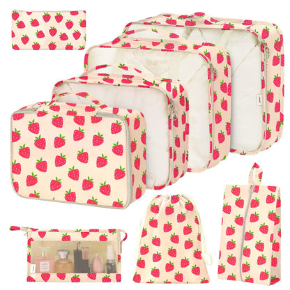8 Set Packing Cubes for Suitcases,Packing Cube with Shoe, Cosmetics, Clothing, and Accessories Bags Packing Cubes for Travel Luggage Organizer Women Men(Khaki Checkered)
