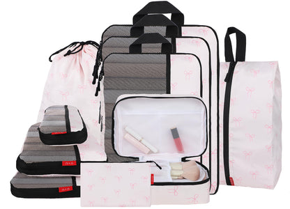 U+U 10 Set Compression Packing Cubes, Travel Organizers (Polka Dot)