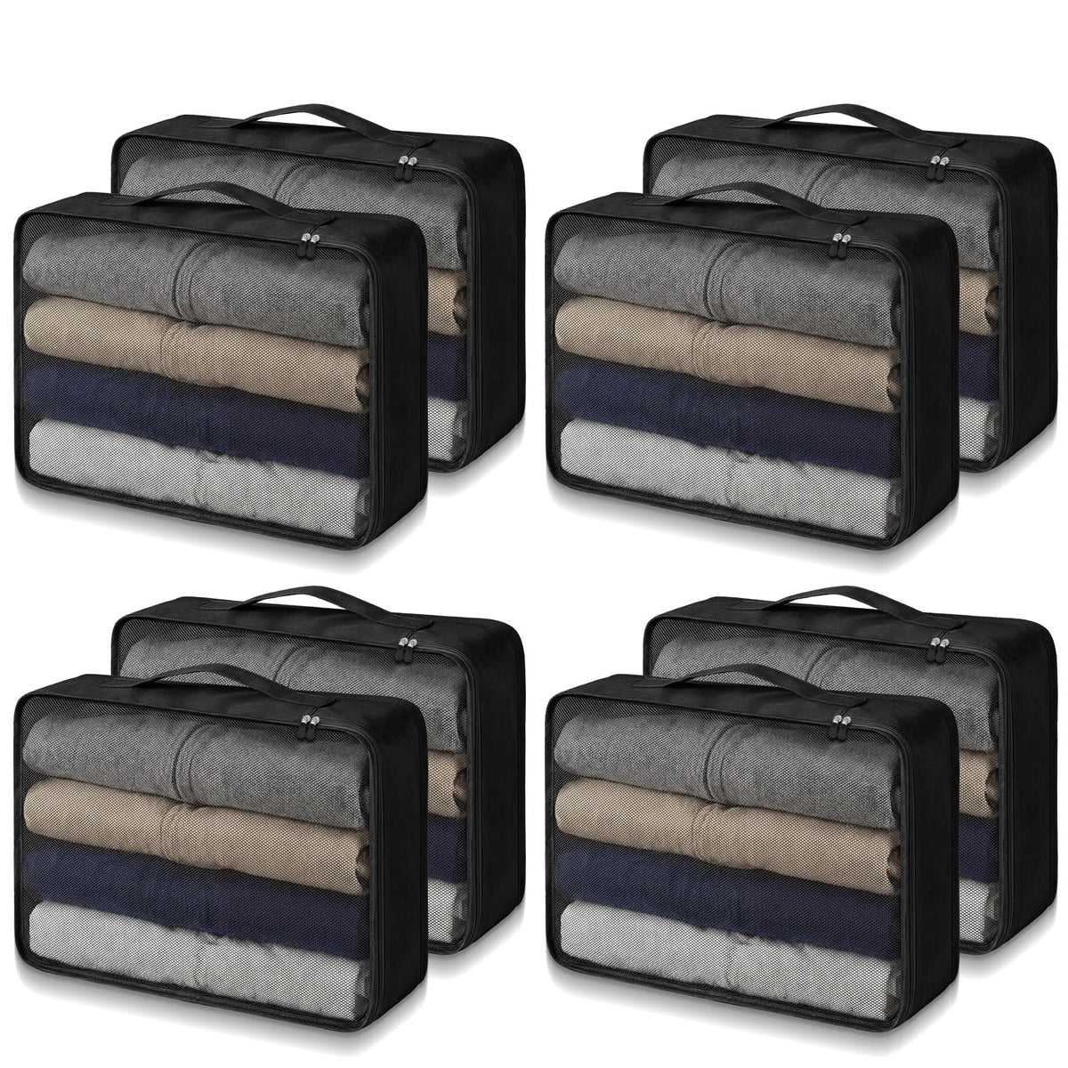 Silkfly 8 Pcs XL Packing Cube for Travel Luggage,Simple,Beige