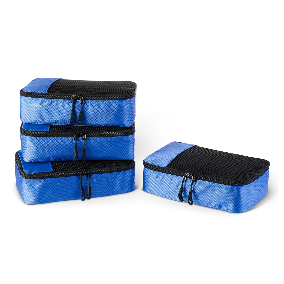 Amazon Essentials 4-Piece Packing Cubes Travel Accessories Set, Space-Saving Luggage Organizer with Double Zipper, Mesh Top Panel, Medium, Gray (Previously Amazon Basics)