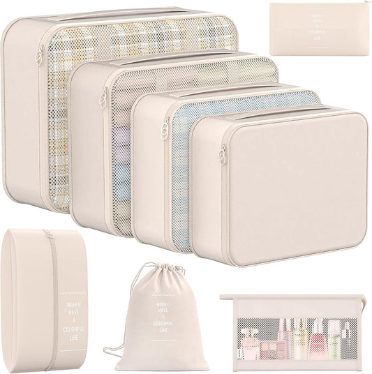 8 Set Packing Cubes for Travel, Anti-Tearing Luggage Organizer Bags