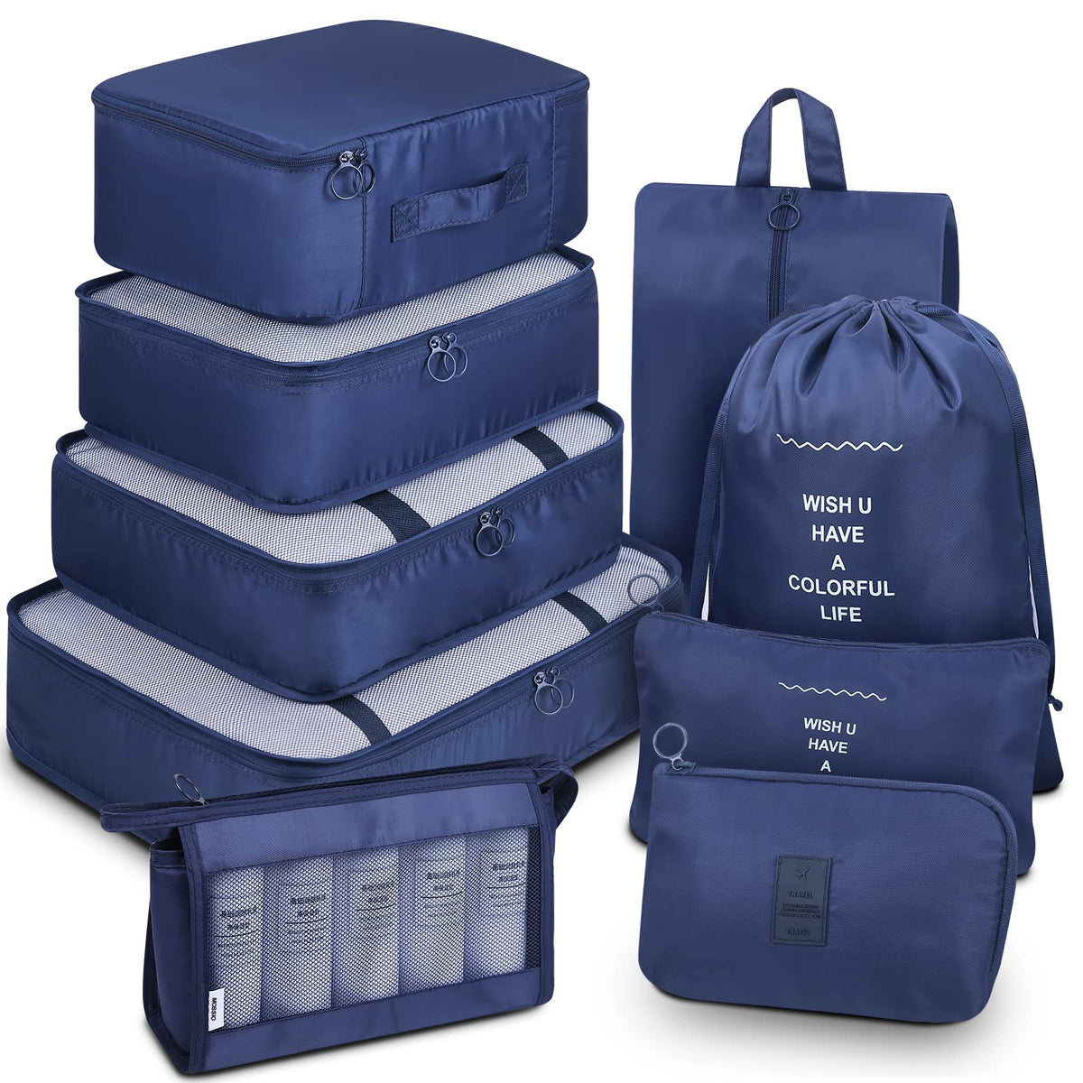 Mossio 9 Set Packing Cubes with Shoe Bag & Electronics Bag - Luggage Organizers Suitcase Travel Accessories