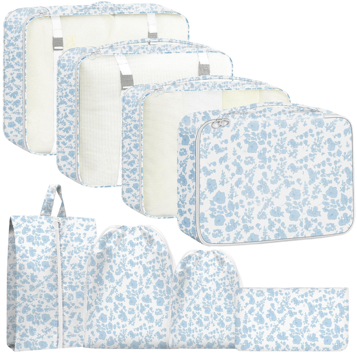 Packing Cubes for Travel - 8 Set Luggage Organizer Bags for Family, Mesh Breathable Packing Cubes for Suitcases Durable Travel Essentials Bags Set