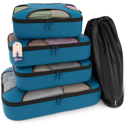 Shacke 5 Set Packing Cubes for Travel with Laundry Bag (Pure Black)