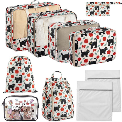 8 Set Packing Cubes for Travel with Clear Toiletry Bag, Durable Luggage Packing Organizers, Carry-On Accessories, TSA Approved See-Through Cubes, Space-Saving Storage Bags, Gifts for Women