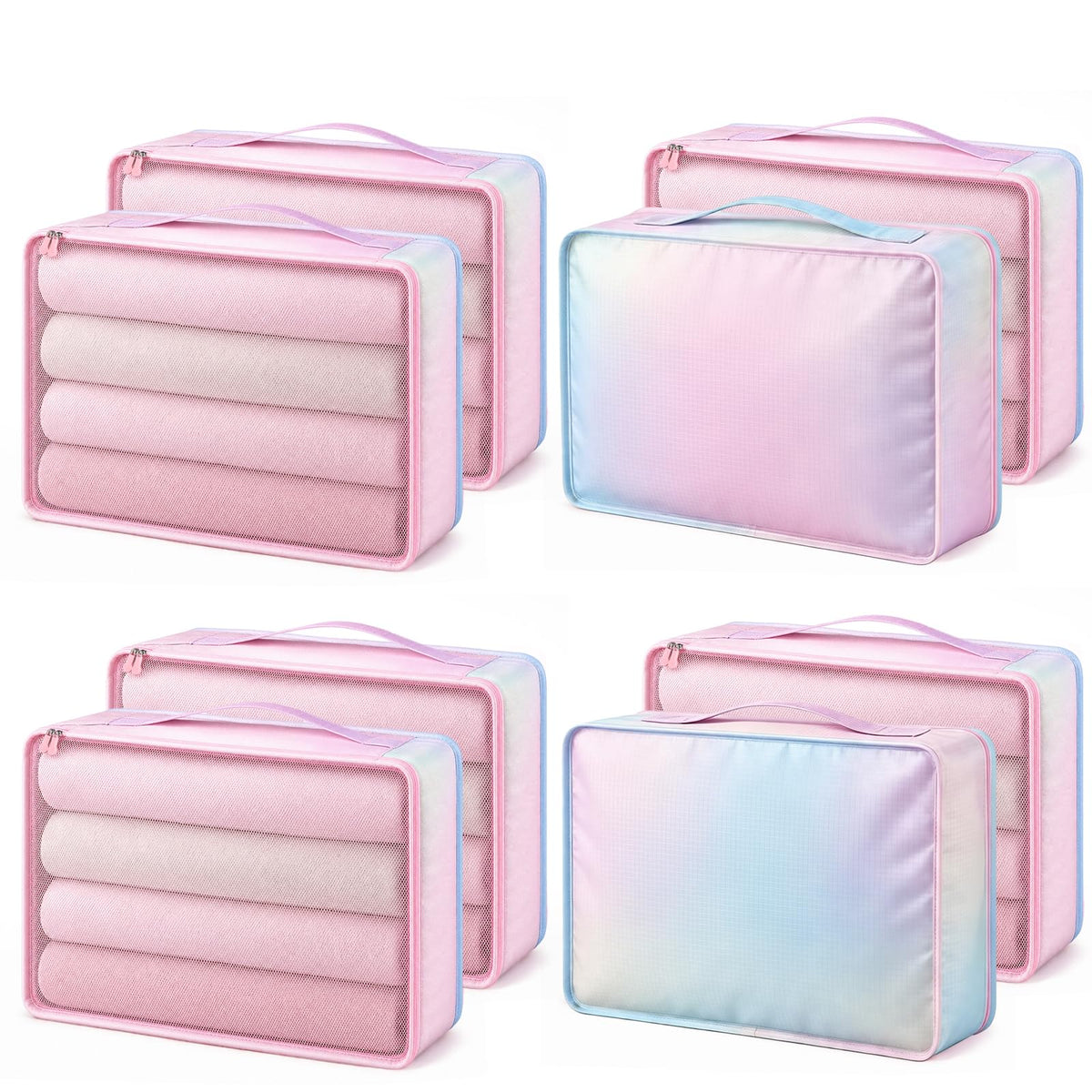 Silkfly 8 Pcs XL Packing Cube for Travel Luggage,Simple,Beige