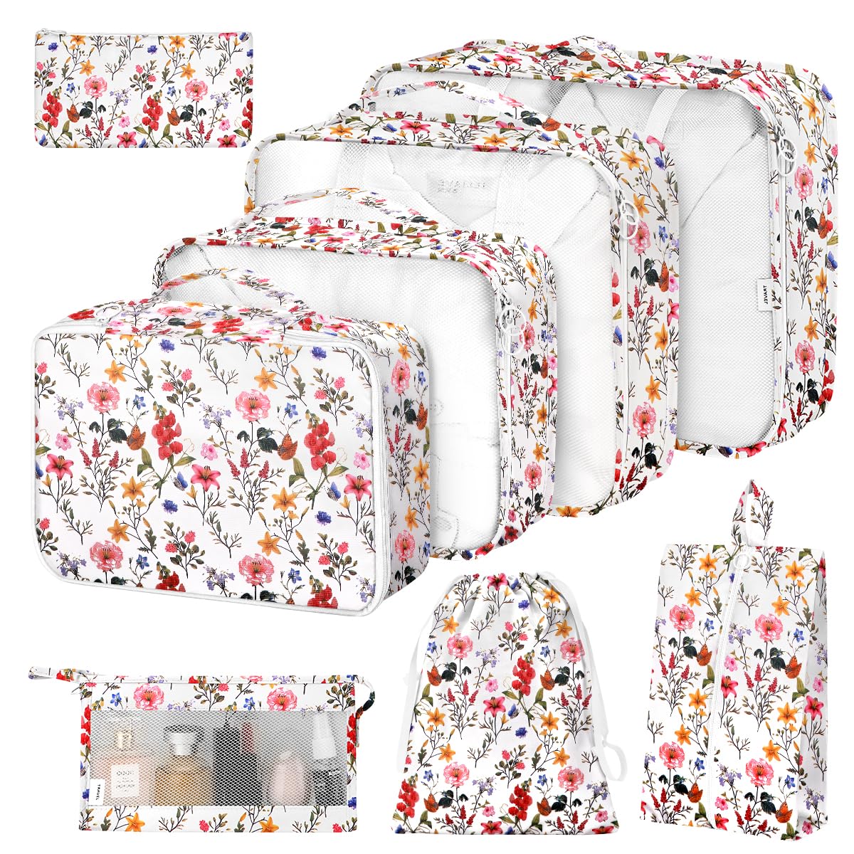 8 Set Packing Cubes for Suitcases,Packing Cube with Shoe, Cosmetics, Clothing, and Accessories Bags Packing Cubes for Travel Luggage Organizer Women Men(Khaki Checkered)