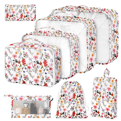 8 Set Packing Cubes for Suitcases,Packing Cube with Shoe, Cosmetics, Clothing, and Accessories Bags Packing Cubes for Travel Luggage Organizer Women Men(Khaki Checkered)