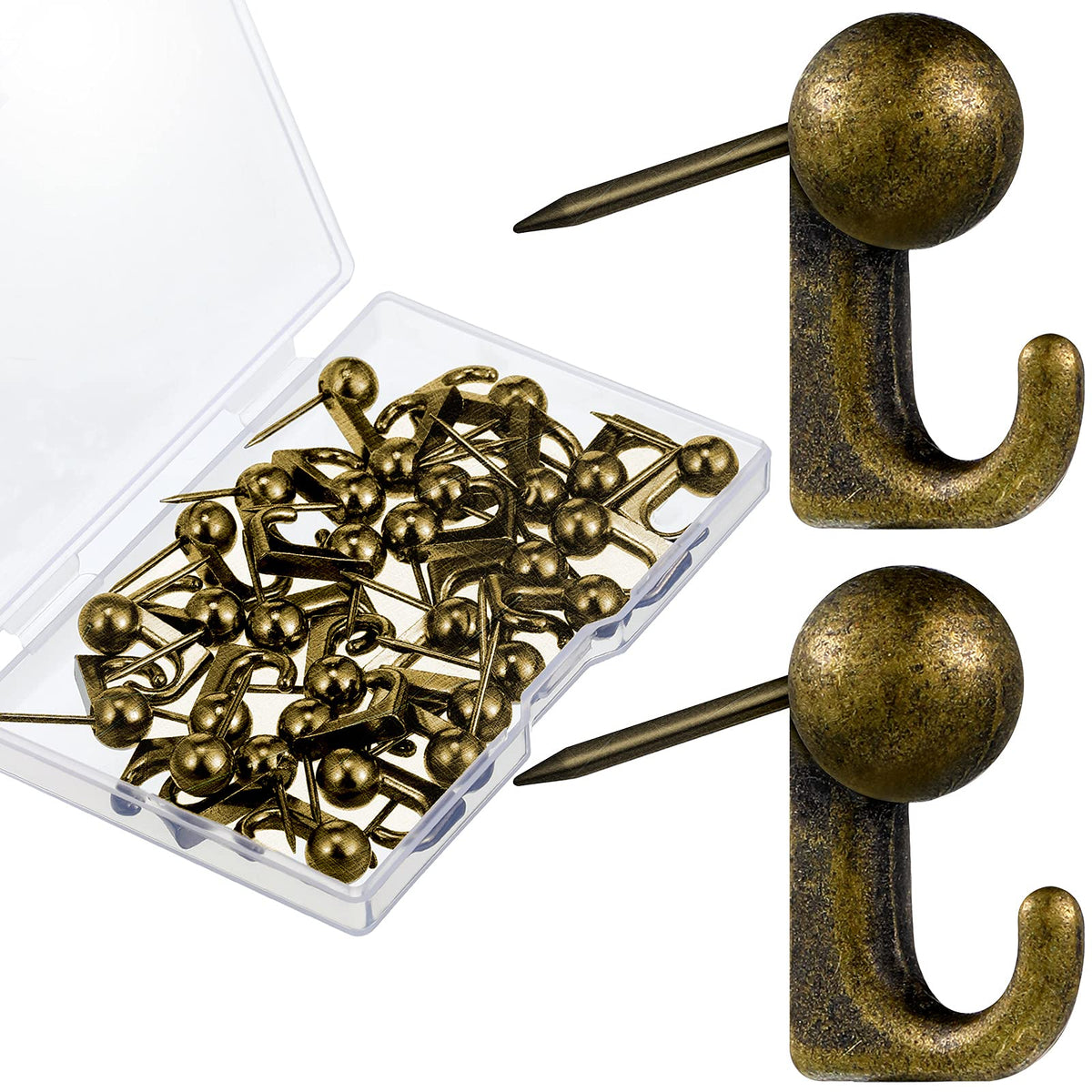 Jetec 30 Pcs Metal Push Pin Hangers Pin Wall Hook, Gold