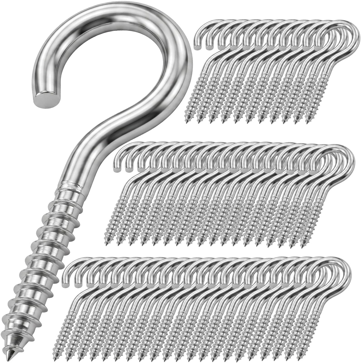 50 Pack 1 Inch Eye Bolts M2 Screw in Hooks,304 Stainless Steel Screw-in Hooks，Metal Ceiling Hooks，for Hanging Plants, Yoga, Lighting fixtures, Indoor and Outdoor use (50, M2-1inch)