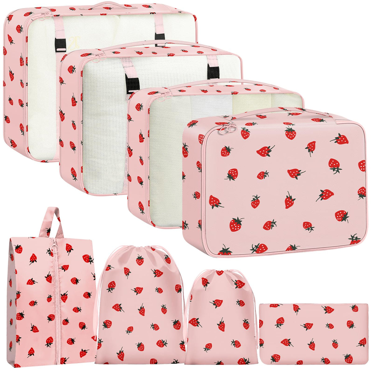 Packing Cubes for Travel - 8 Set Luggage Organizer Bags for Family, Mesh Breathable Packing Cubes for Suitcases Durable Travel Essentials Bags Set