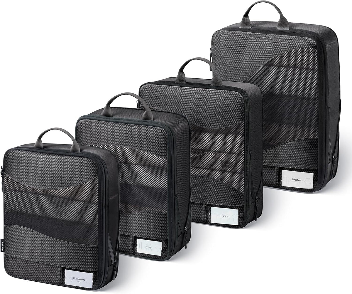 TOPEAST Compression Packing Cubes 4 Set Suitcase Organizer Bags for Travel