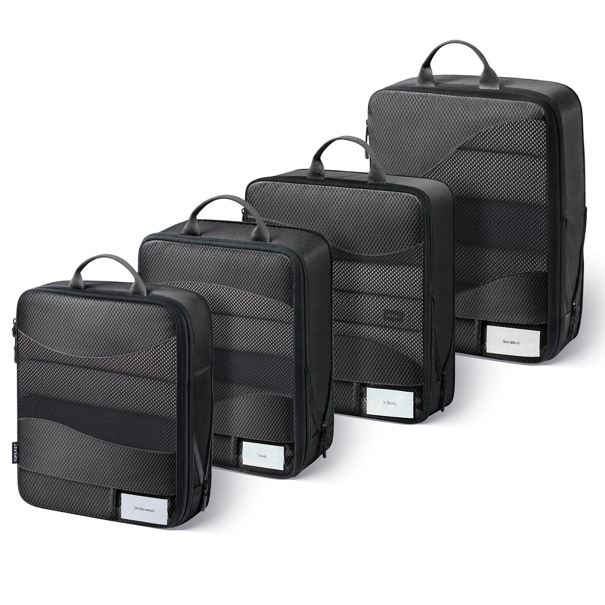 TOPEAST Compression Packing Cubes 4 Set Suitcase Organizer Bags for Travel