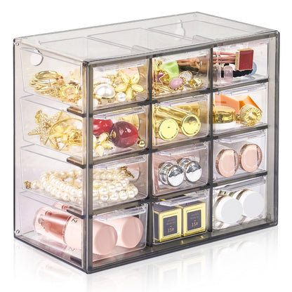 Desk Storage Organizer with 12 Mini Drawers, Stackable, Purple