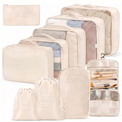 LANSKLBD 6/8 Set Packing Cubes for Suitcases Travel Luggage Packing Organizers,Travel Accessories Essentials Luggage Organizer with Shoe/Tioletry/Laundry Bag (Pink, 6 set)