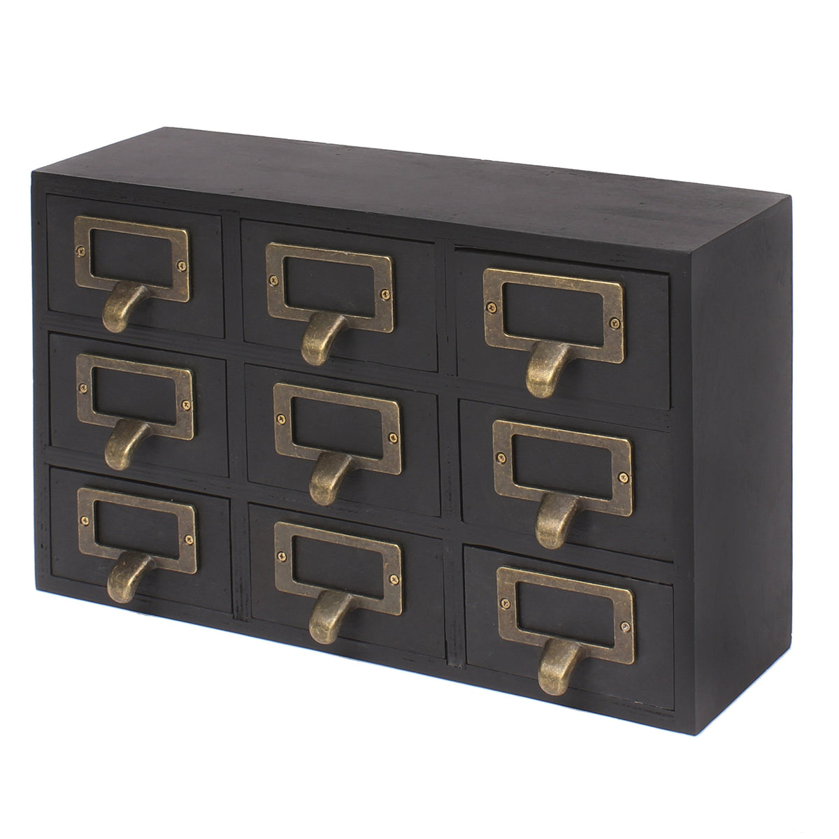 Kate and Laurel Apothecary Wood Desk Drawer Set, 9 Drawers, Rustic Brown