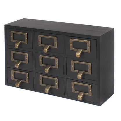 Kate and Laurel Apothecary Wood Desk Drawer Set, 9 Drawers, Rustic Brown