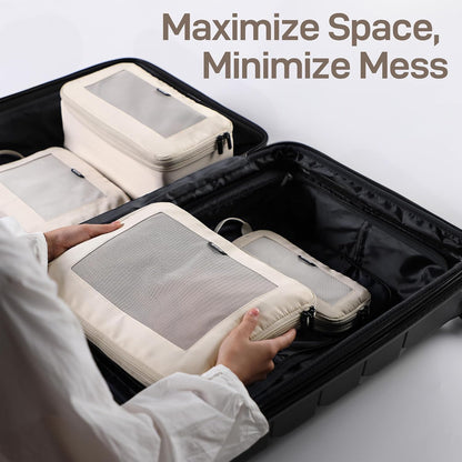 EPICKA TripCozy Compression Packing Cubes, 4 Set, Beige