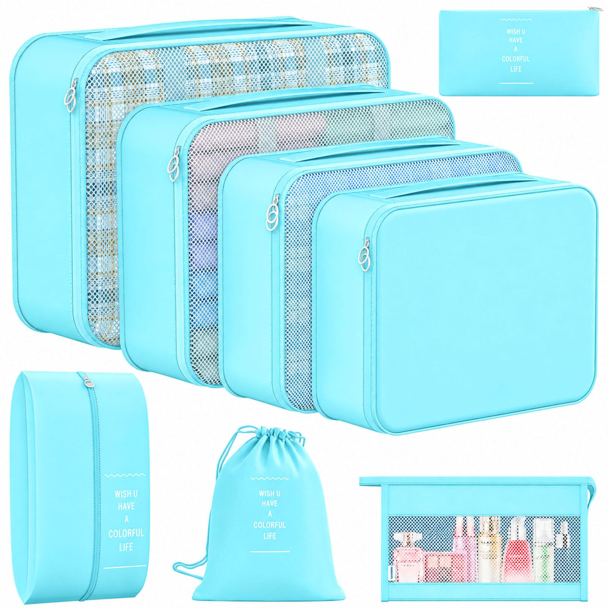 8 Set Packing Cubes for Travel, Anti-Tearing Luggage Organizer Bags