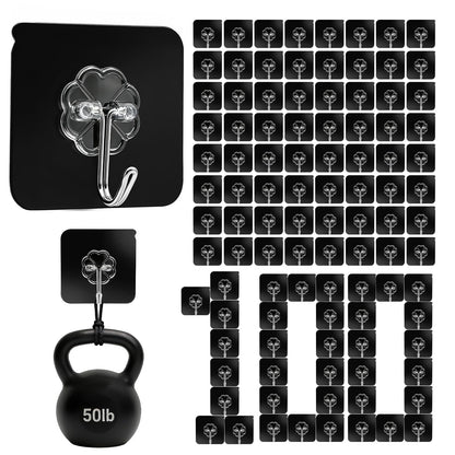 DDMY Adhesive Wall Hooks Clear 50lb(Max) Heavy Duty Hanging Sticky-10 Pack