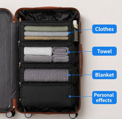 Suitcase Organizer, Portable Travel Shelves Collapsible Hanging Packing Cubes for Suitcase, Travel Bags Organizer for Luggage Compression Carry-On Closet