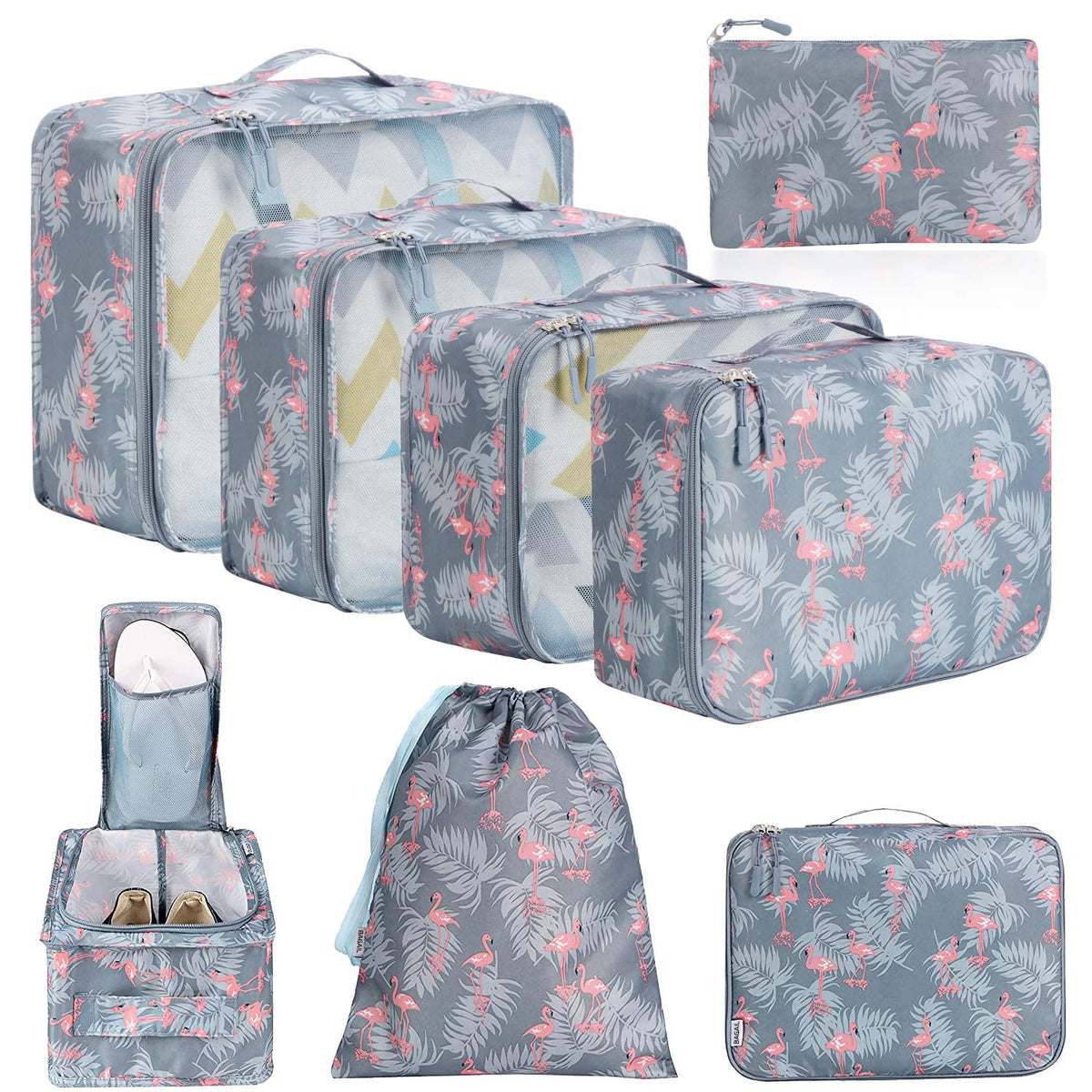 BAGAIL 8 Set Packing Cubes Luggage Packing Organizers for Travel Accessories-Jet Black