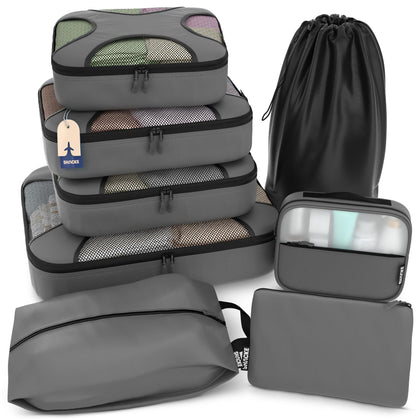 Shacke 5 Set Packing Cubes for Travel with Laundry Bag (Pure Black)