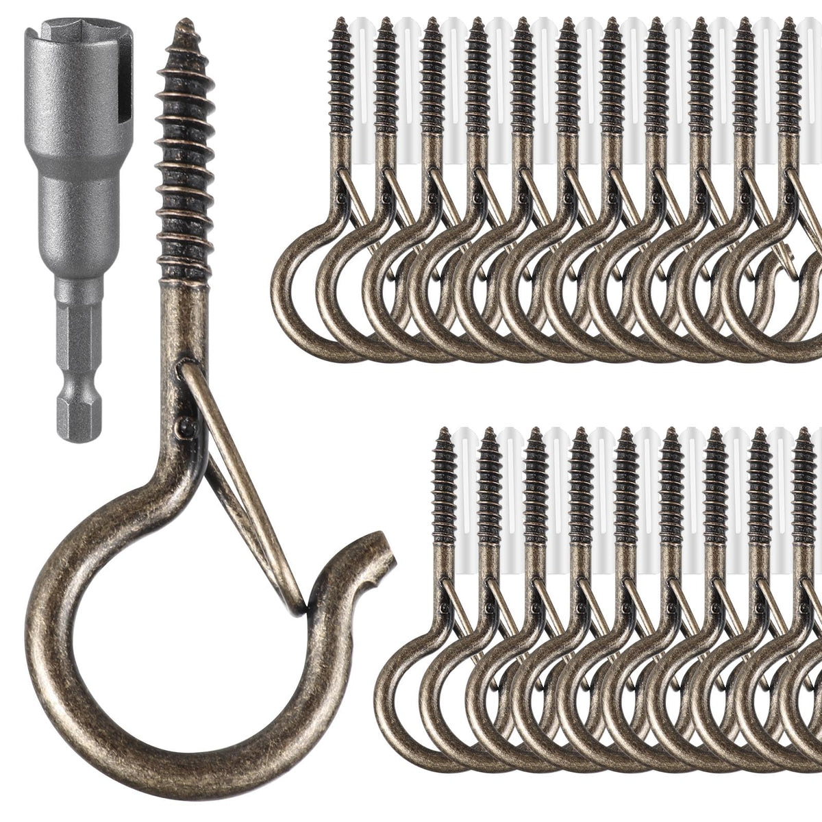 25 PCS Screw Hooks for Outdoor String Lights, Q Hangers String Light Hooks