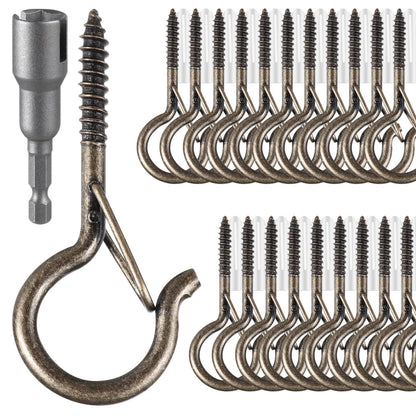 25 PCS Screw Hooks for Outdoor String Lights, Q Hangers String Light Hooks