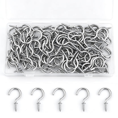 Senkary 120 Pieces 1 Inch Small Screw in Hooks for Hanging, Steel Metal Mini Screw Hooks for Hanging Outdoor String Lights Plants Ceiling Cup Picture Jewelry Ornaments (Black)