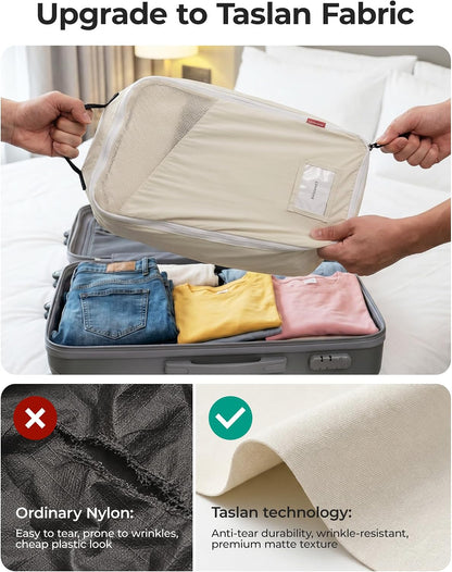 BAGSMART 6 Set Packing Cubes for Travel with Fillable Neck Pillow, Shoe Bag