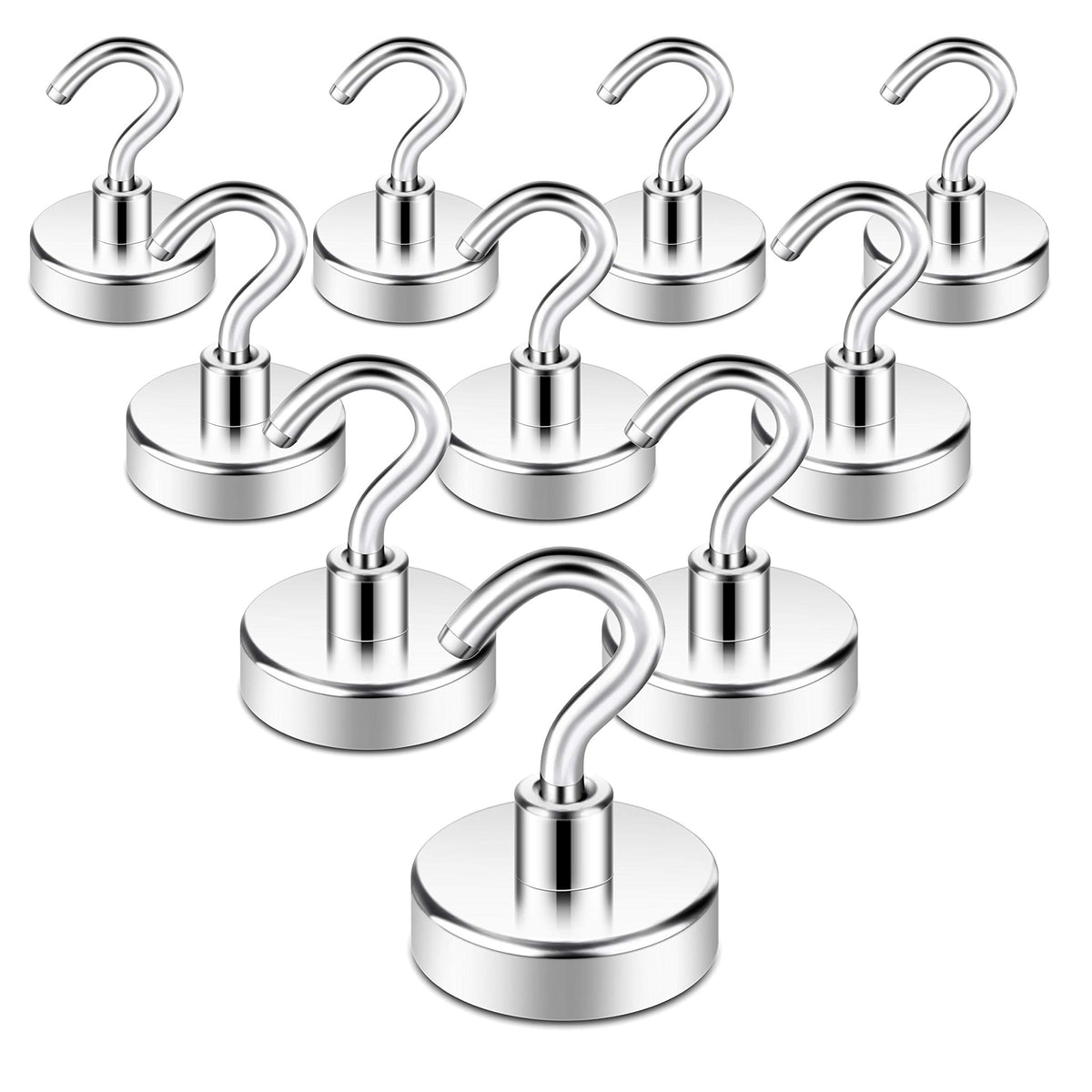 Neosmuk Magnetic Hooks, 30lb Heavy Duty, Silver, 10 Pack