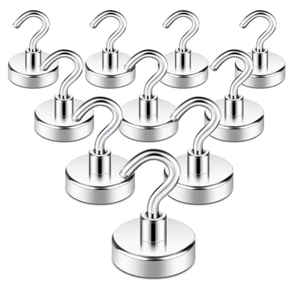 Neosmuk Magnetic Hooks, 30lb Heavy Duty, Silver, 10 Pack