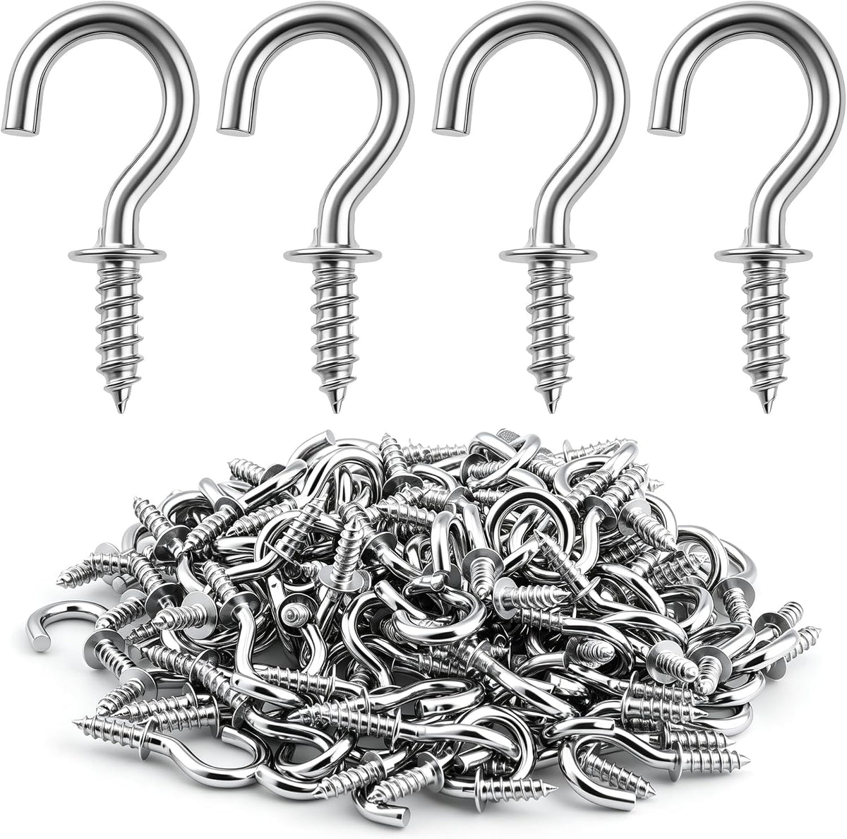 Senkary 120 Pieces 1/2 Inch Small Screw in Hooks for Hanging, Steel Metal Mini Screw Hooks for Hanging Outdoor String Lights Plants Ceiling Cup Picture Jewelry Ornaments (Silver)