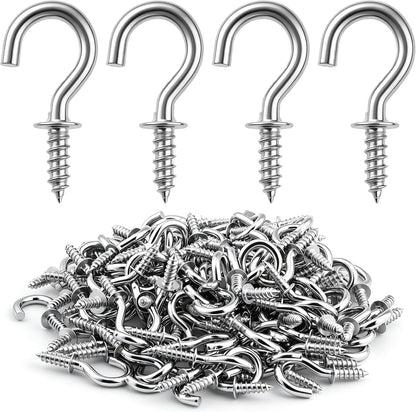 Senkary 120 Pieces 1/2 Inch Small Screw in Hooks for Hanging, Steel Metal Mini Screw Hooks for Hanging Outdoor String Lights Plants Ceiling Cup Picture Jewelry Ornaments (Silver)