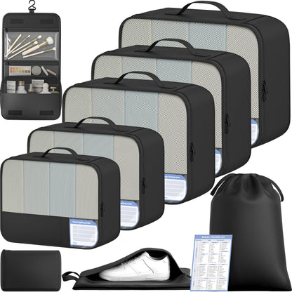 BAGAIL 9 Set Packing Cubes with Packing List Luggage Packing Organizers for Travel Accessories (Cream)