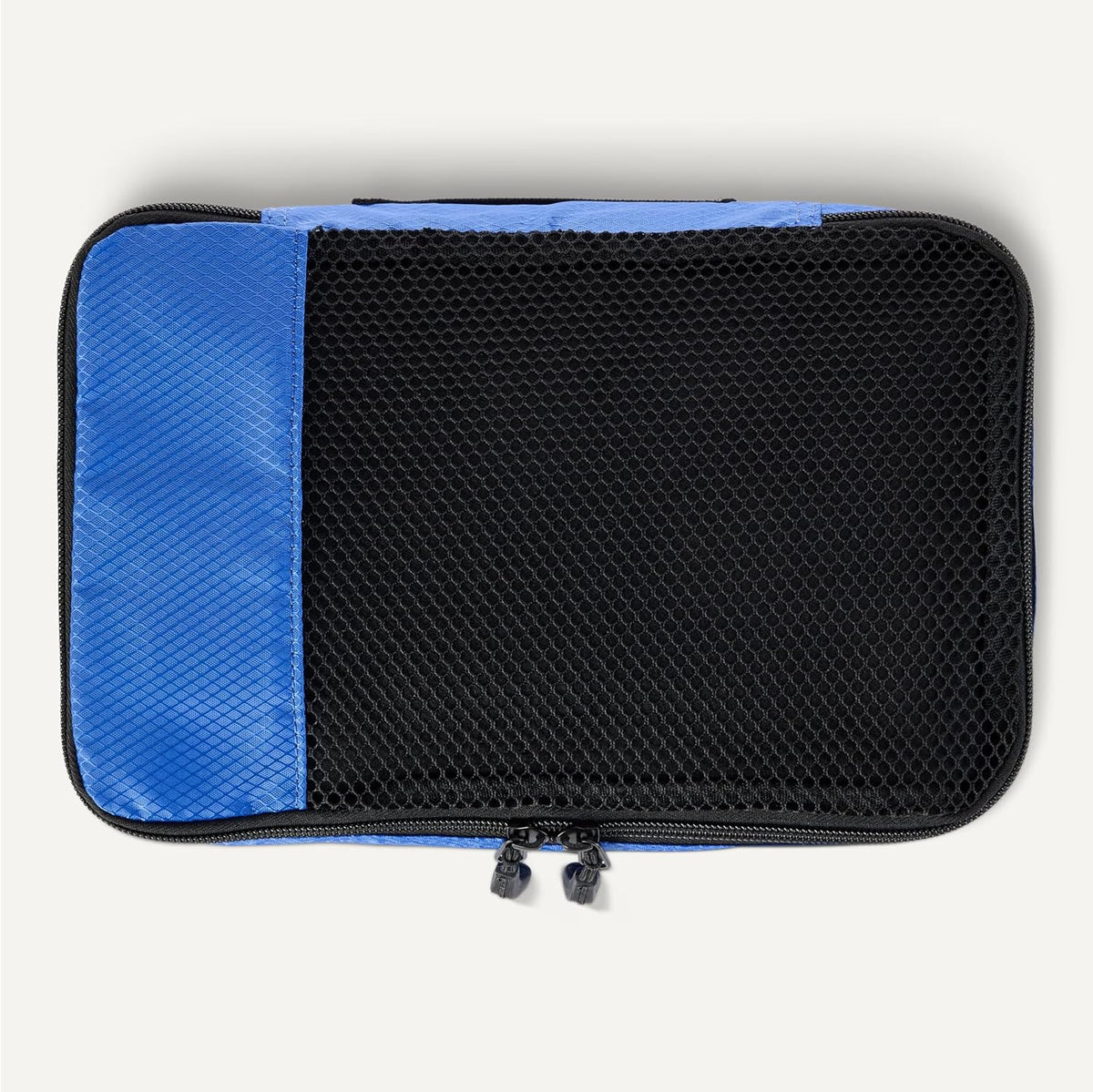 Amazon Essentials 4-Piece Packing Cubes Travel Accessories Set, Space-Saving Luggage Organizers with Double Zipper, Mesh Top, Small/Medium/Large/Slim, Blue (Previously Amazon Basics)