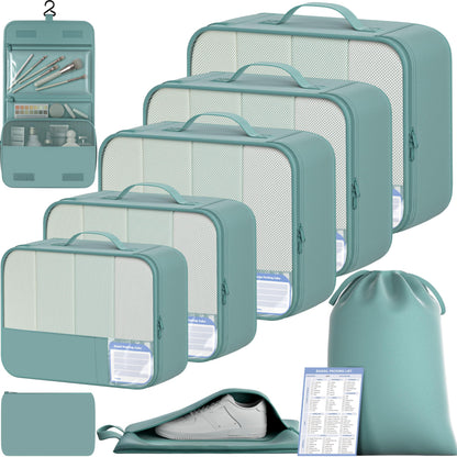 BAGAIL 9 Set Packing Cubes with Packing List Luggage Packing Organizers for Travel Accessories (Black)