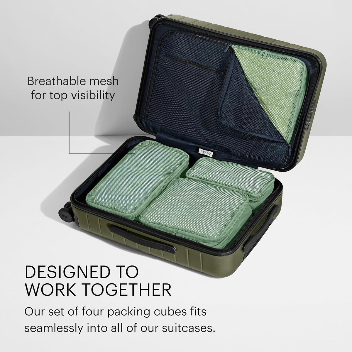 Away Insider Packing Cubes Set of 4, Lightweight Travel Luggage Organizers