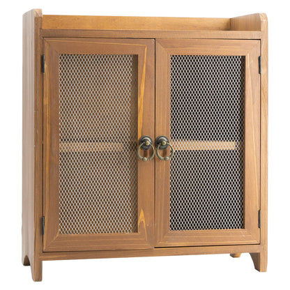 COLLECTIVE HOME - Storage Cabinet, Mini Countertop Cabinet, Wood Organizer for Kitchen Living Room Bedroom Bathroom Office with Magnetic Door, 14.5 x 6.5 x 10 (Brown)